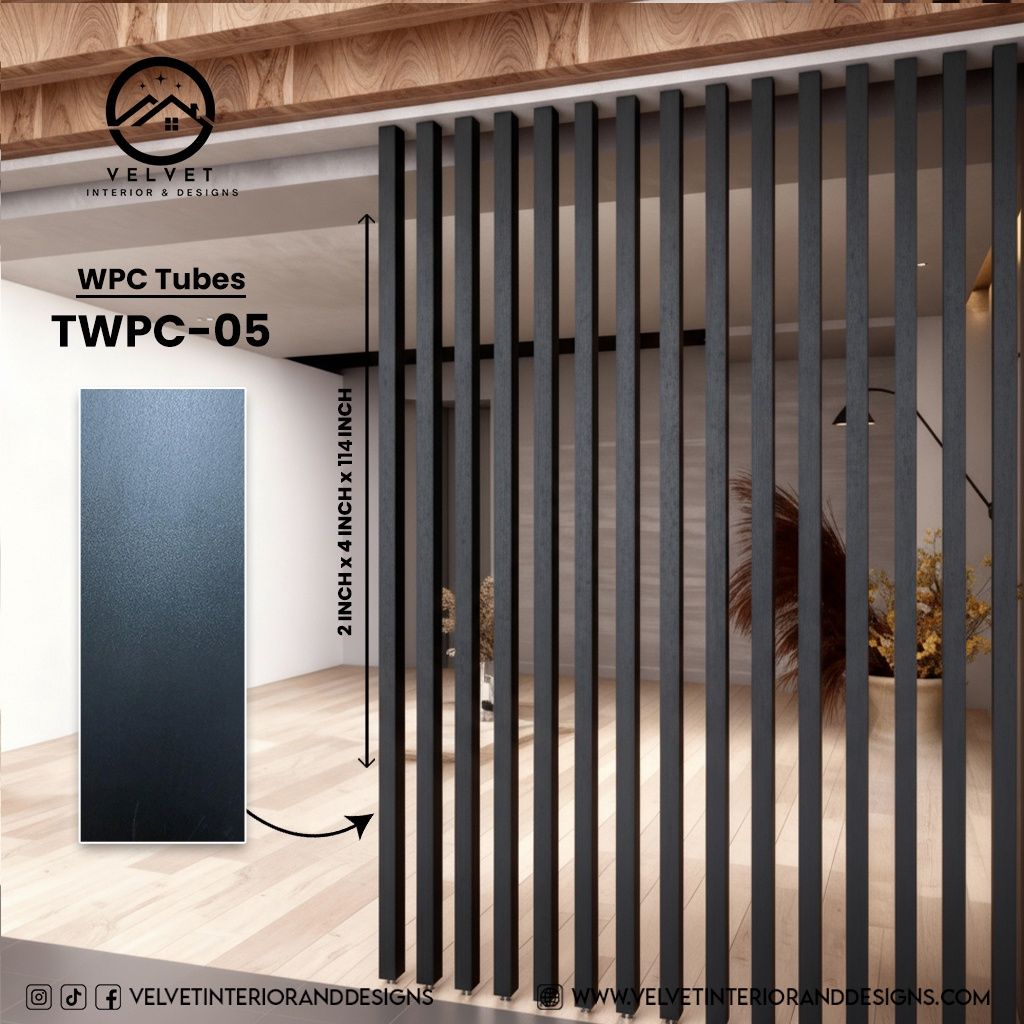 TWPC-05 | WPC Tubes | Slat & Fluted Decorative Wall Panel | 2 in x 4 in x 114 in | Water & Moisture-Resistant | Fire-Retardant | Ideal for Living Rooms, Bedrooms, Bathrooms, TV Walls & Feature Walls TWPC-05 | WPC Tubes | Slat & Fluted Decorative Wall Panel | 2 in x 4 in x 114 in | Water & Moisture-Resistant | Fire-Retardant | Ideal for Living Rooms, Bedrooms, Bathrooms, TV Walls & Feature Walls
