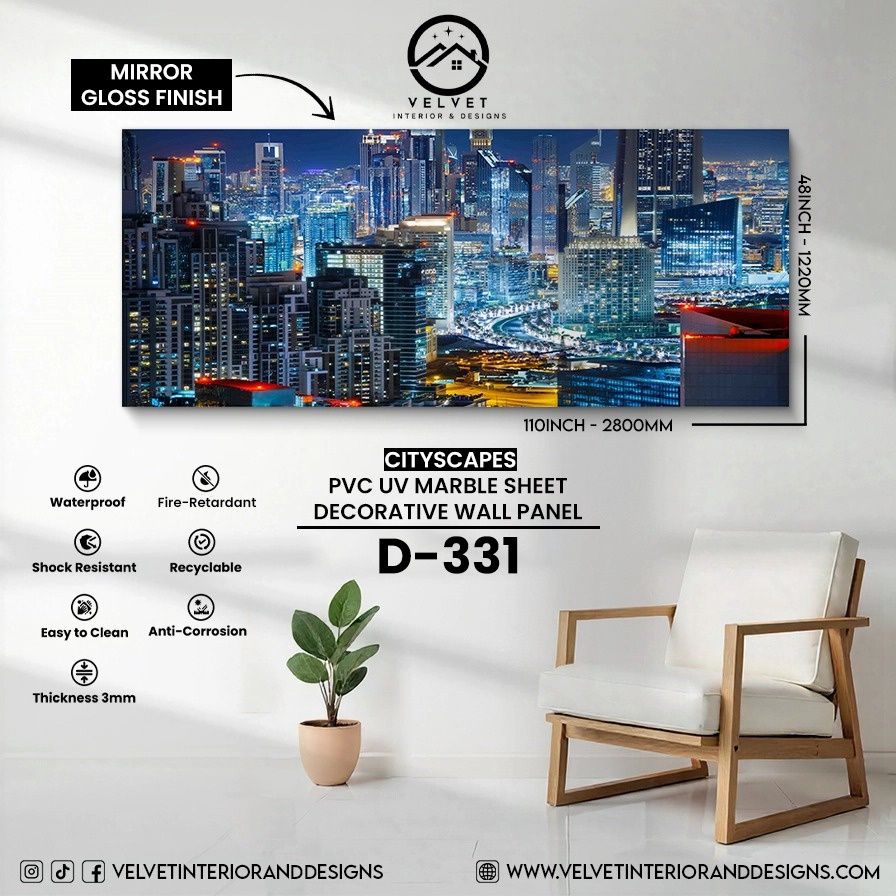 D-331 | Cityscapes | PVC UV Marble Sheets