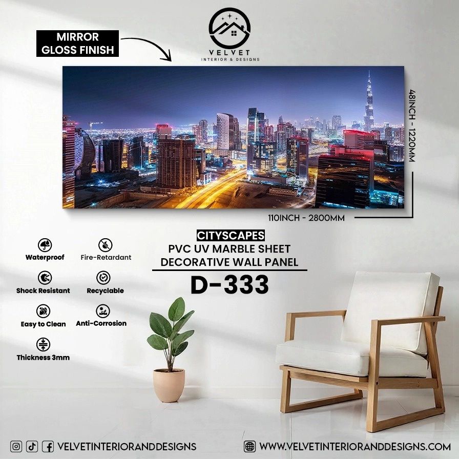 D-333 | Cityscapes | PVC UV Marble Sheets