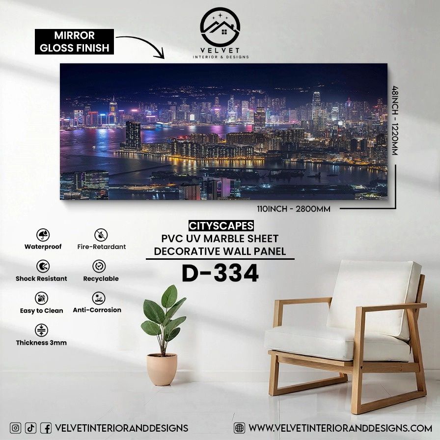 D-334 | Cityscapes | PVC UV Marble Sheets