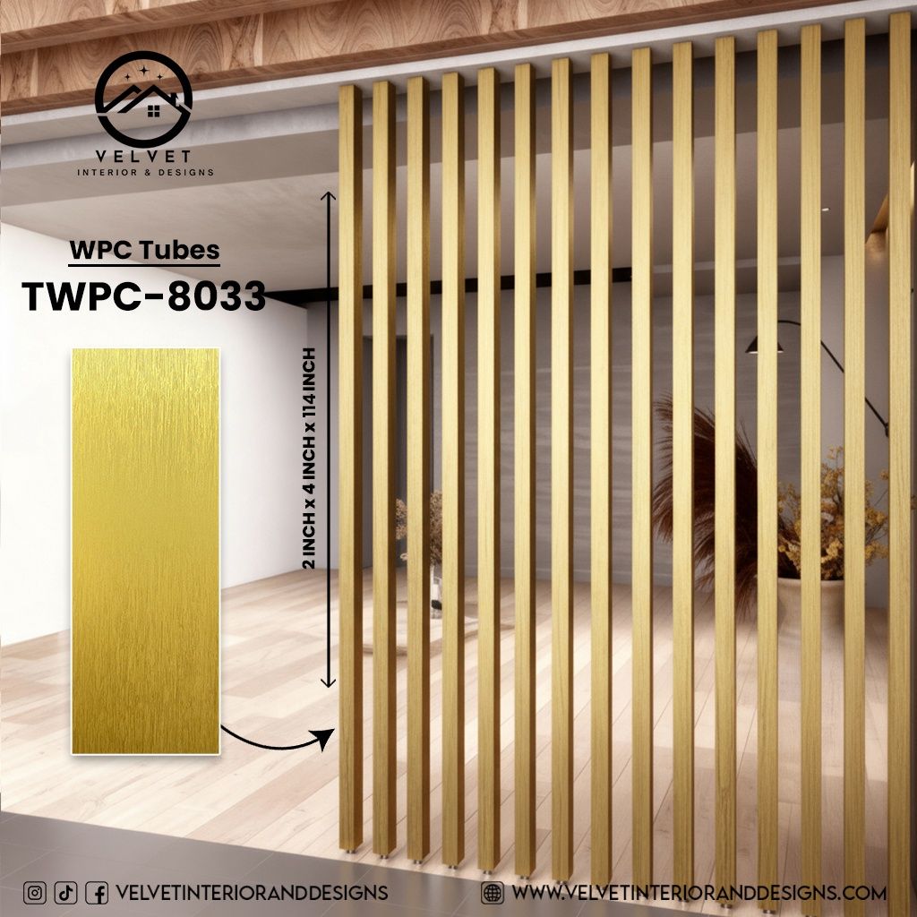 TWPC-8033 | WPC Tubes | Slat & Fluted Decorative Wall Panel | 2 in x 4 in x 114 in | Water & Moisture-Resistant | Fire-Retardant | Ideal for Living Rooms, Bedrooms, Bathrooms, TV Walls & Feature Walls TWPC-8033 | WPC Tubes | Slat & Fluted Decorative Wall Panel | 2 in x 4 in x 114 in | Water & Moisture-Resistant | Fire-Retardant | Ideal for Living Rooms, Bedrooms, Bathrooms, TV Walls & Feature Walls
