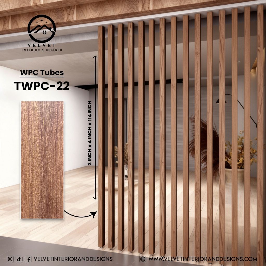 TWPC-22 | WPC Tubes | Slat & Fluted Decorative Wall Panel | 2 in x 4 in x 114 in | Water & Moisture-Resistant | Fire-Retardant | Ideal for Living Rooms, Bedrooms, Bathrooms, TV Walls & Feature Walls TWPC-22 | WPC Tubes | Slat & Fluted Decorative Wall Panel | 2 in x 4 in x 114 in | Water & Moisture-Resistant | Fire-Retardant | Ideal for Living Rooms, Bedrooms, Bathrooms, TV Walls & Feature Walls