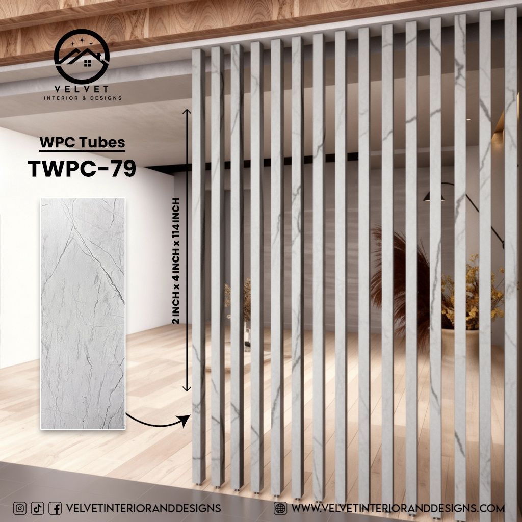 TWPC-79 | WPC Tubes | Slat & Fluted Decorative Wall Panel | 2 in x 4 in x 114 in | Water & Moisture-Resistant | Fire-Retardant | Ideal for Living Rooms, Bedrooms, Bathrooms, TV Walls & Feature Walls