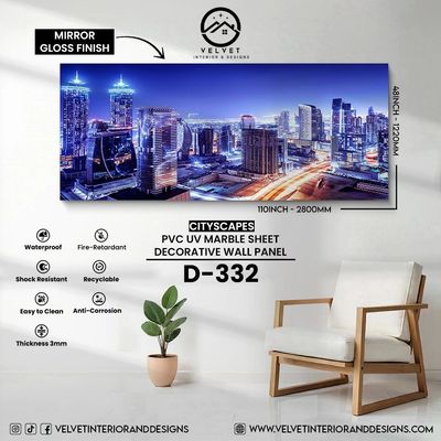 D-332 | Cityscapes | PVC UV Marble Sheets