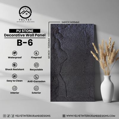 B-6 | PU Stone | Stone | Decorative Wall Panel | 2 in x 24 in x 48 in |Stone Finish | Waterproof, Scratch-Resistant & Fireproof | Ideal for Living Rooms, Bathrooms & Feature Walls B-6 | PU Stone | Stone | Decorative Wall Panel | 2 in x 24 in x 48 in |Stone Finish | Waterproof, Scratch-Resistant & Fireproof | Ideal for Living Rooms, Bathrooms & Feature Walls