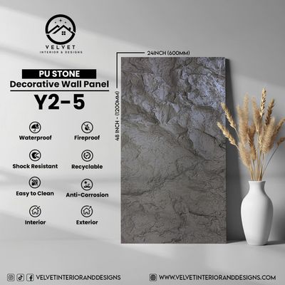 Y2-5 | PU Stone | Stone | Decorative Wall Panel | 2 in x 24 in x 48 in |Stone Finish | Waterproof, Scratch-Resistant & Fireproof | Ideal for Living Rooms, Bathrooms & Feature Walls Y2-5 | PU Stone | Stone | Decorative Wall Panel | 2 in x 24 in x 48 in |Stone Finish | Waterproof, Scratch-Resistant & Fireproof | Ideal for Living Rooms, Bathrooms & Feature Walls