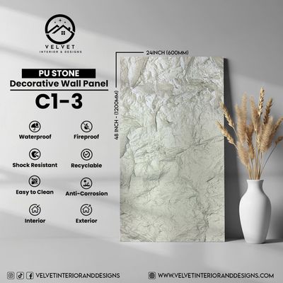 C1-3 | PU Stone | Stone | Decorative Wall Panel | 2 in x 24 in x 48 in |Stone Finish | Waterproof, Scratch-Resistant & Fireproof | Ideal for Living Rooms, Bathrooms & Feature Walls C1-3 | PU Stone | Stone | Decorative Wall Panel | 2 in x 24 in x 48 in |Stone Finish | Waterproof, Scratch-Resistant & Fireproof | Ideal for Living Rooms, Bathrooms & Feature Walls