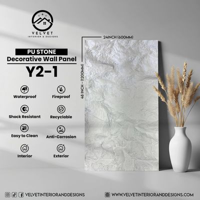 Y2-1 | PU Stone | Stone | Decorative Wall Panel | 2 in x 24 in x 48 in |Stone Finish | Waterproof, Scratch-Resistant & Fireproof | Ideal for Living Rooms, Bathrooms & Feature Walls Y2-1 | PU Stone | Stone | Decorative Wall Panel | 2 in x 24 in x 48 in |Stone Finish | Waterproof, Scratch-Resistant & Fireproof | Ideal for Living Rooms, Bathrooms & Feature Walls