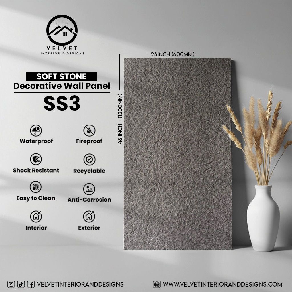 SS3 | Soft Stone | Stone| Decorative Wall Panel |1/8 in x 24 in x 48 in | Stone Finish | Waterproof, Scratch-Resistant & Fireproof | Ideal for Living Rooms, Bathrooms & Feature Walls SS3 | Soft Stone | Stone| Decorative Wall Panel |1/8 in x 24 in x 48 in | Stone Finish | Waterproof, Scratch-Resistant & Fireproof | Ideal for Living Rooms, Bathrooms & Feature Walls