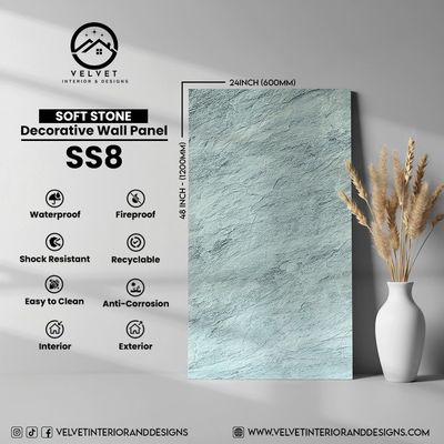 SS8 | Soft Stone | Stone| Decorative Wall Panel |1/8 in x 24 in x 48 in | Stone Finish | Waterproof, Scratch-Resistant & Fireproof | Ideal for Living Rooms, Bathrooms & Feature Walls