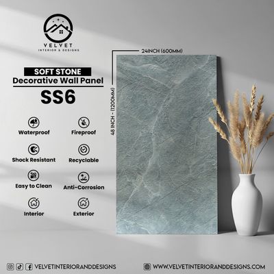 SS6 | Soft Stone | Stone| Decorative Wall Panel |1/8 in x 24 in x 48 in | Stone Finish | Waterproof, Scratch-Resistant & Fireproof | Ideal for Living Rooms, Bathrooms & Feature Walls