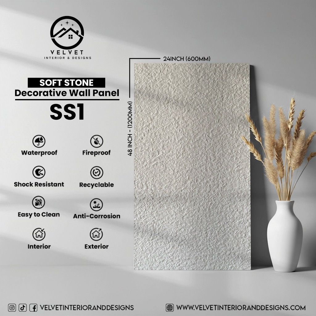 SS1 | Soft Stone | Stone| Decorative Wall Panel |1/8 in x 24 in x 48 in | Stone Finish | Waterproof, Scratch-Resistant & Fireproof | Ideal for Living Rooms, Bathrooms & Feature Walls SS1 | Soft Stone | Stone| Decorative Wall Panel |1/8 in x 24 in x 48 in | Stone Finish | Waterproof, Scratch-Resistant & Fireproof | Ideal for Living Rooms, Bathrooms & Feature Walls