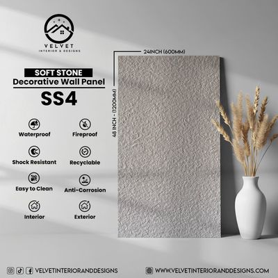 SS4 | Soft Stone | Stone| Decorative Wall Panel |1/8 in x 24 in x 48 in | Stone Finish | Waterproof, Scratch-Resistant & Fireproof | Ideal for Living Rooms, Bathrooms & Feature Walls
