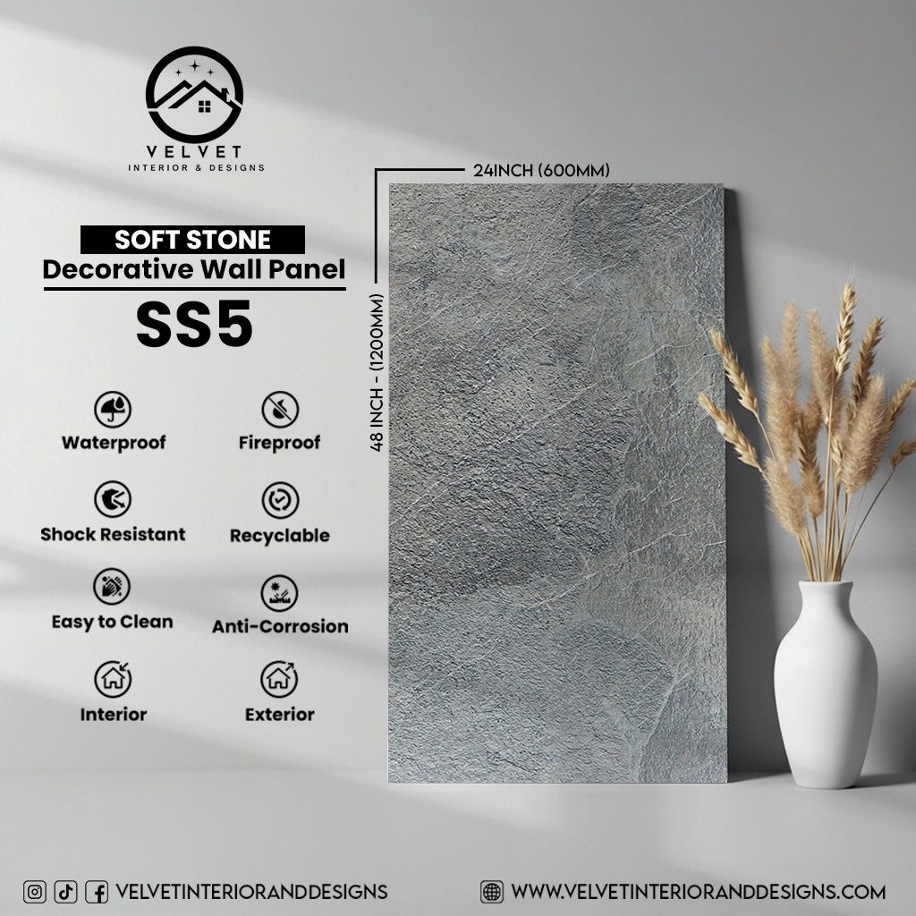 SS5 | Soft Stone | Stone| Decorative Wall Panel |1/8 in x 24 in x 48 in | Stone Finish | Waterproof, Scratch-Resistant & Fireproof | Ideal for Living Rooms, Bathrooms & Feature Walls SS5 | Soft Stone | Stone| Decorative Wall Panel |1/8 in x 24 in x 48 in | Stone Finish | Waterproof, Scratch-Resistant & Fireproof | Ideal for Living Rooms, Bathrooms & Feature Walls
