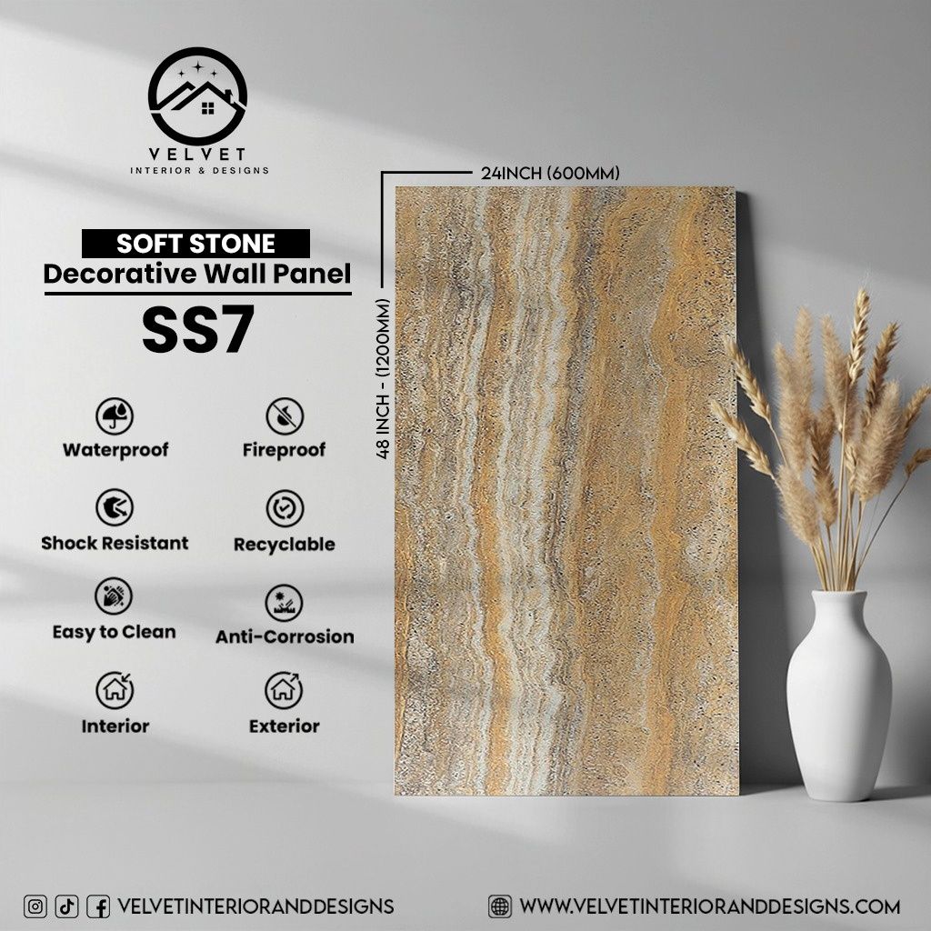 SS7 | Soft Stone | Stone| Decorative Wall Panel |1/8 in x 24 in x 48 in | Stone Finish | Waterproof, Scratch-Resistant & Fireproof | Ideal for Living Rooms, Bathrooms & Feature Walls SS7 | Soft Stone | Stone| Decorative Wall Panel |1/8 in x 24 in x 48 in | Stone Finish | Waterproof, Scratch-Resistant & Fireproof | Ideal for Living Rooms, Bathrooms & Feature Walls