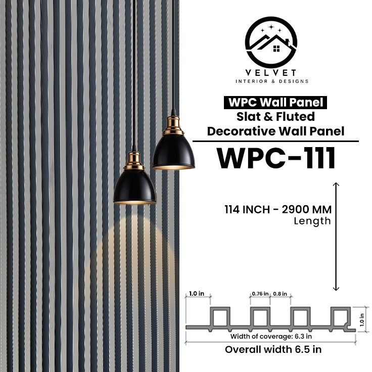 WPC-111 | WPC Wall Panel | Slat & Fluted Decorative Wall Panel | 1 in x 6.3 in x 114 in | Water & Moisture-Resistant | Fire-Retardant | Ideal for Living Rooms, Bedrooms, Bathrooms, TV & Feature Walls WPC-111 | WPC Wall Panel | Slat & Fluted Decorative Wall Panel | 1 in x 6.3 in x 114 in | Water & Moisture-Resistant | Fire-Retardant | Ideal for Living Rooms, Bedrooms, Bathrooms, TV & Feature Walls