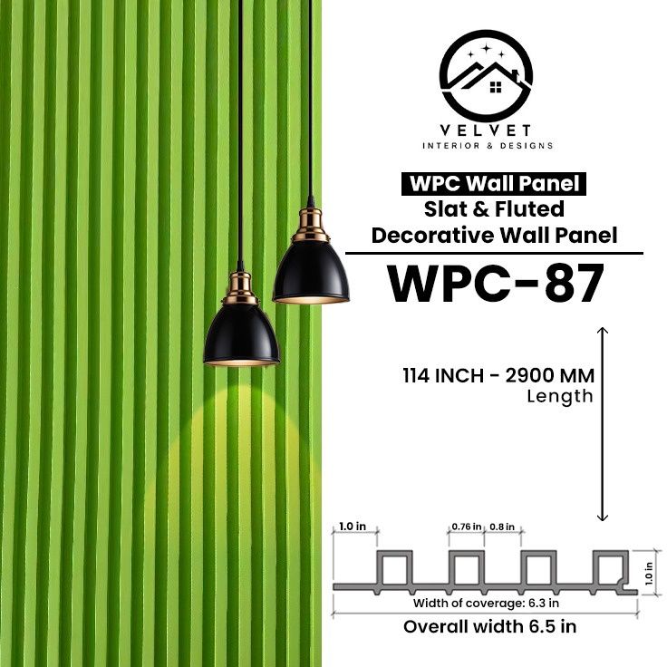WPC-87 | WPC Wall Panel | Slat & Fluted Decorative Wall Panel | 1 in x 6.3 in x 114 in | Water & Moisture-Resistant | Fire-Retardant | Ideal for Living Rooms, Bedrooms, Bathrooms, TV & Feature Walls WPC-87 | WPC Wall Panel | Slat & Fluted Decorative Wall Panel | 1 in x 6.3 in x 114 in | Water & Moisture-Resistant | Fire-Retardant | Ideal for Living Rooms, Bedrooms, Bathrooms, TV & Feature Walls