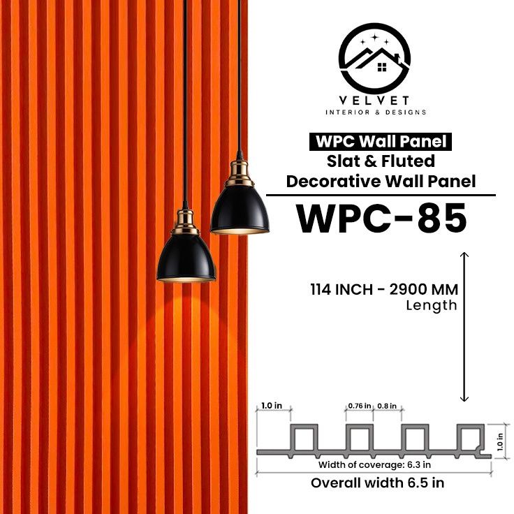WPC-85 | WPC Wall Panel | Slat & Fluted Decorative Wall Panel | 1 in x 6.3 in x 114 in | Water & Moisture-Resistant | Fire-Retardant | Ideal for Living Rooms, Bedrooms, Bathrooms, TV & Feature Walls WPC-85 | WPC Wall Panel | Slat & Fluted Decorative Wall Panel | 1 in x 6.3 in x 114 in | Water & Moisture-Resistant | Fire-Retardant | Ideal for Living Rooms, Bedrooms, Bathrooms, TV & Feature Walls