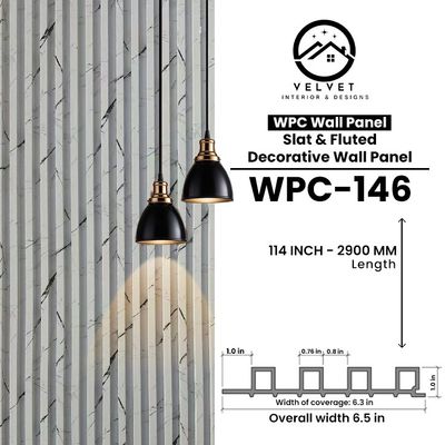 WPC-146 | WPC Wall Panel | Slat & Fluted Decorative Wall Panel | 1 in x 6.3 in x 114 in | Water & Moisture-Resistant | Fire-Retardant | Ideal for Living Rooms, Bedrooms, Bathrooms, TV & Feature Walls WPC-146 | WPC Wall Panel | Slat & Fluted Decorative Wall Panel | 1 in x 6.3 in x 114 in | Water & Moisture-Resistant | Fire-Retardant | Ideal for Living Rooms, Bedrooms, Bathrooms, TV & Feature Walls