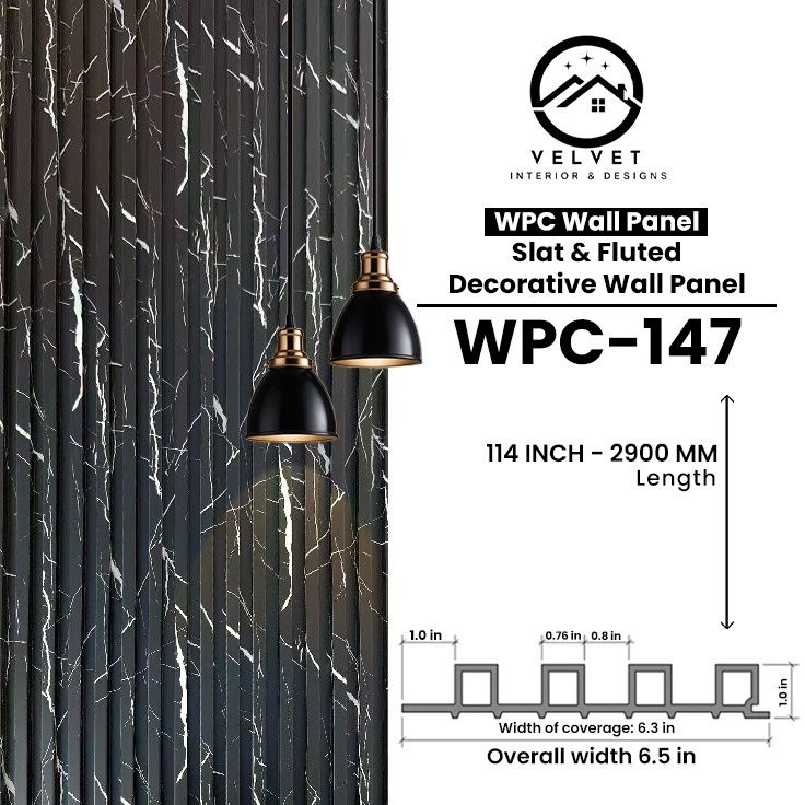 WPC-147 | WPC Wall Panel | Slat & Fluted Decorative Wall Panel | 1 in x 6.3 in x 114 in | Water & Moisture-Resistant | Fire-Retardant | Ideal for Living Rooms, Bedrooms, Bathrooms, TV & Feature Walls WPC-147 | WPC Wall Panel | Slat & Fluted Decorative Wall Panel | 1 in x 6.3 in x 114 in | Water & Moisture-Resistant | Fire-Retardant | Ideal for Living Rooms, Bedrooms, Bathrooms, TV & Feature Walls