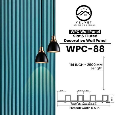 WPC-88 | WPC Wall Panel | Slat & Fluted Decorative Wall Panel | 1 in x 6.3 in x 114 in | Water & Moisture-Resistant | Fire-Retardant | Ideal for Living Rooms, Bedrooms, Bathrooms, TV & Feature Walls WPC-88 | WPC Wall Panel | Slat & Fluted Decorative Wall Panel | 1 in x 6.3 in x 114 in | Water & Moisture-Resistant | Fire-Retardant | Ideal for Living Rooms, Bedrooms, Bathrooms, TV & Feature Walls