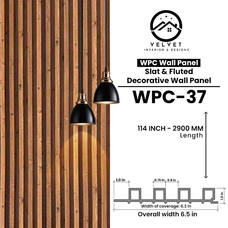WPC-37 | WPC Wall Panel | Slat & Fluted Decorative Wall Panel | 1 in x 6.3 in x 114 in | Water & Moisture-Resistant | Fire-Retardant | Ideal for Living Rooms, Bedrooms, Bathrooms, TV & Feature Walls WPC-37 | WPC Wall Panel | Slat & Fluted Decorative Wall Panel | 1 in x 6.3 in x 114 in | Water & Moisture-Resistant | Fire-Retardant | Ideal for Living Rooms, Bedrooms, Bathrooms, TV & Feature Walls