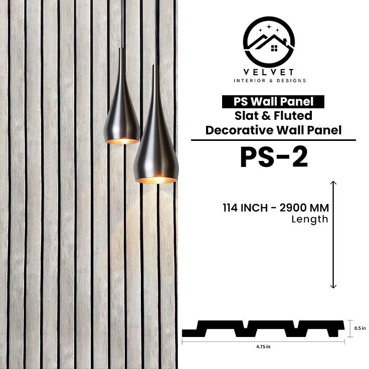 PS-02 | PS Wall Panel | Slat & Fluted Decorative Wall Panel | 0.5 in x 4.75 in x 114 in | Waterproof | Fire-Retardant | Ideal for Living Rooms, Bedrooms, Bathrooms, TV Walls & Feature Walls PS-02 | PS Wall Panel | Slat & Fluted Decorative Wall Panel | 0.5 in x 4.75 in x 114 in | Waterproof | Fire-Retardant | Ideal for Living Rooms, Bedrooms, Bathrooms, TV Walls & Feature Walls