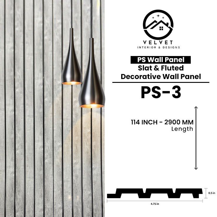 PS-03 | PS Wall Panel | Slat & Fluted Decorative Wall Panel | 0.5 in x 4.75 in x 114 in | Waterproof | Fire-Retardant | Ideal for Living Rooms, Bedrooms, Bathrooms, TV Walls & Feature Walls PS-03 | PS Wall Panel | Slat & Fluted Decorative Wall Panel | 0.5 in x 4.75 in x 114 in | Waterproof | Fire-Retardant | Ideal for Living Rooms, Bedrooms, Bathrooms, TV Walls & Feature Walls