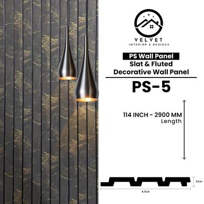 PS-05 | PS Wall Panel | Slat & Fluted Decorative Wall Panel | 0.5 in x 4.75 in x 114 in | Waterproof | Fire-Retardant | Ideal for Living Rooms, Bedrooms, Bathrooms, TV Walls & Feature Walls PS-05 | PS Wall Panel | Slat & Fluted Decorative Wall Panel | 0.5 in x 4.75 in x 114 in | Waterproof | Fire-Retardant | Ideal for Living Rooms, Bedrooms, Bathrooms, TV Walls & Feature Walls
