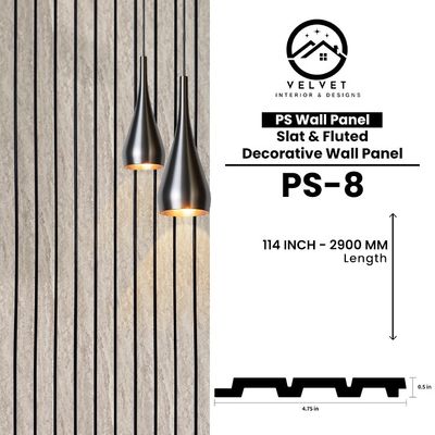PS-08 | PS Wall Panel | Slat & Fluted Decorative Wall Panel | 0.5 in x 4.75 in x 114 in | Waterproof | Fire-Retardant | Ideal for Living Rooms, Bedrooms, Bathrooms, TV Walls & Feature Walls PS-08 | PS Wall Panel | Slat & Fluted Decorative Wall Panel | 0.5 in x 4.75 in x 114 in | Waterproof | Fire-Retardant | Ideal for Living Rooms, Bedrooms, Bathrooms, TV Walls & Feature Walls