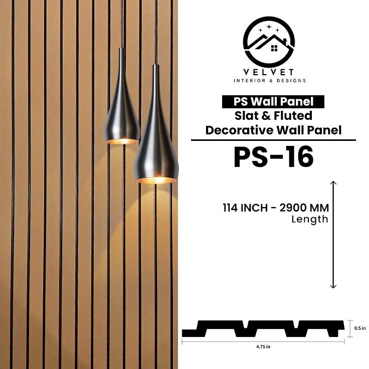 PS-16 | PS Wall Panel | Slat & Fluted Decorative Wall Panel | 0.5 in x 4.75 in x 114 in | Waterproof | Fire-Retardant | Ideal for Living Rooms, Bedrooms, Bathrooms, TV Walls & Feature Walls PS-16 | PS Wall Panel | Slat & Fluted Decorative Wall Panel | 0.5 in x 4.75 in x 114 in | Waterproof | Fire-Retardant | Ideal for Living Rooms, Bedrooms, Bathrooms, TV Walls & Feature Walls