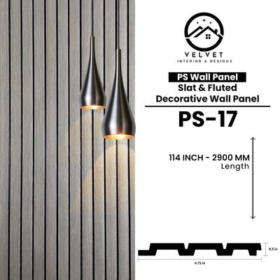 PS-17 | PS Wall Panel | Slat & Fluted Decorative Wall Panel | 0.5 in x 4.75 in x 114 in | Waterproof | Fire-Retardant | Ideal for Living Rooms, Bedrooms, Bathrooms, TV Walls & Feature Walls