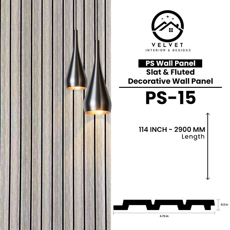 PS-15 | PS Wall Panel | Slat & Fluted Decorative Wall Panel | 0.5 in x 4.75 in x 114 in | Waterproof | Fire-Retardant | Ideal for Living Rooms, Bedrooms, Bathrooms, TV Walls & Feature Walls PS-15 | PS Wall Panel | Slat & Fluted Decorative Wall Panel | 0.5 in x 4.75 in x 114 in | Waterproof | Fire-Retardant | Ideal for Living Rooms, Bedrooms, Bathrooms, TV Walls & Feature Walls