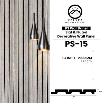 PS-15 | PS Wall Panel | Slat & Fluted Decorative Wall Panel | 0.5 in x 4.75 in x 114 in | Waterproof | Fire-Retardant | Ideal for Living Rooms, Bedrooms, Bathrooms, TV Walls & Feature Walls