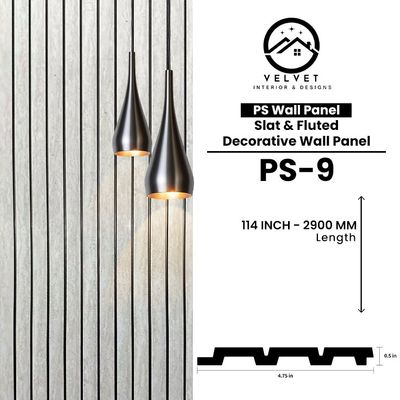 PS-09 | PS Wall Panel | Slat & Fluted Decorative Wall Panel | 0.5 in x 4.75 in x 114 in | Waterproof | Fire-Retardant | Ideal for Living Rooms, Bedrooms, Bathrooms, TV Walls & Feature Walls PS-09 | PS Wall Panel | Slat & Fluted Decorative Wall Panel | 0.5 in x 4.75 in x 114 in | Waterproof | Fire-Retardant | Ideal for Living Rooms, Bedrooms, Bathrooms, TV Walls & Feature Walls