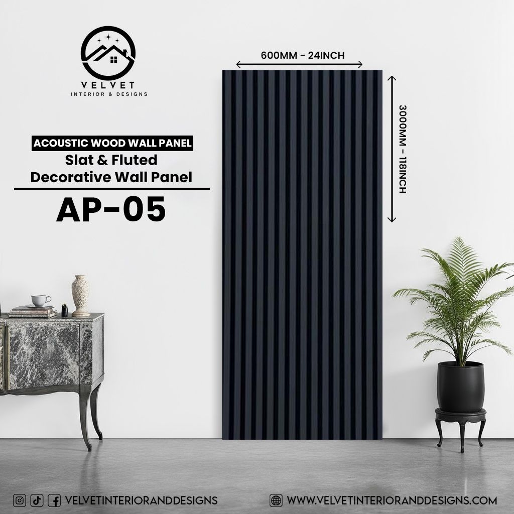 AP-05 | Acoustic Wood Wall Panel | Slat &amp; Fluted Decorative Wall Panel | 0.85 in x 24 in x 110 in | Sound-Absorbing | Ideal for Living Rooms, Bedrooms, TV Walls &amp; Feature Walls