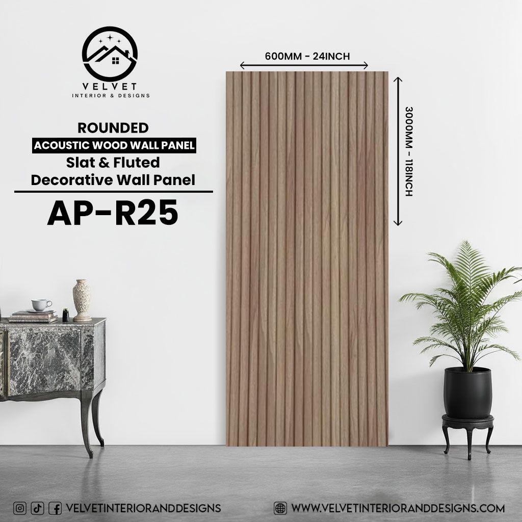 AP-R25 | Acoustic Wood Wall Panel | Slat & Fluted Decorative Wall Panel | 0.85 in x 24 in x 118 in | Sound-Absorbing | Ideal for Living Rooms, Bedrooms, TV Walls & Feature Walls AP-R25 | Acoustic Wood Wall Panel | Slat & Fluted Decorative Wall Panel | 0.85 in x 24 in x 118 in | Sound-Absorbing | Ideal for Living Rooms, Bedrooms, TV Walls & Feature Walls