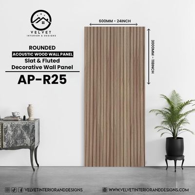 AP-R25 | Acoustic Wood Wall Panel | Slat &amp; Fluted Decorative Wall Panel | 0.85 in x 24 in x 118 in | Sound-Absorbing | Ideal for Living Rooms, Bedrooms, TV Walls &amp; Feature Walls