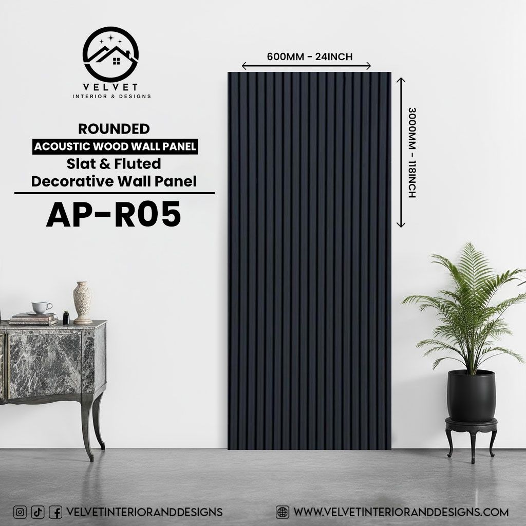 AP-R05 | Acoustic Wood Wall Panel | Slat &amp; Fluted Decorative Wall Panel | 0.85 in x 24 in x 118 in | Sound-Absorbing | Ideal for Living Rooms, Bedrooms, TV Walls &amp; Feature Walls