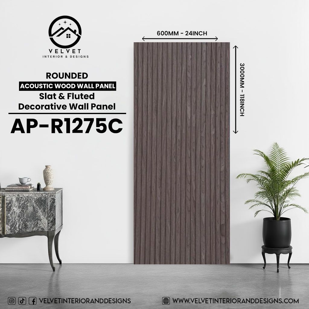 AP-R1275C | Acoustic Wood Wall Panel | Slat &amp; Fluted Decorative Wall Panel | 0.85 in x 24 in x 118 in | Sound-Absorbing | Ideal for Living Rooms, Bedrooms, TV Walls &amp; Feature Walls