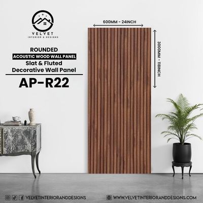 AP-R22 | Acoustic Wood Wall Panel | Slat &amp; Fluted Decorative Wall Panel | 0.85 in x 24 in x 118 in | Sound-Absorbing | Ideal for Living Rooms, Bedrooms, TV Walls &amp; Feature Walls
