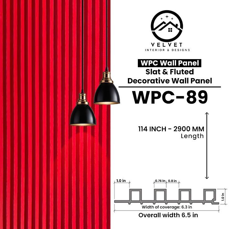 WPC-89 | WPC Wall Panel | Slat & Fluted Decorative Wall Panel | 1 in x 6.3 in x 114 in | Water & Moisture-Resistant | Fire-Retardant | Ideal for Living Rooms, Bedrooms, Bathrooms, TV & Feature Walls
