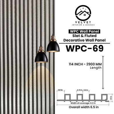 WPC-69 | WPC Wall Panel | Slat &amp; Fluted Decorative Wall Panel | 1 in x 6.3 in x 114 in | Water &amp; Moisture-Resistant | Fire-Retardant | Ideal for Living Rooms, Bedrooms, Bathrooms, TV &amp; Feature Walls