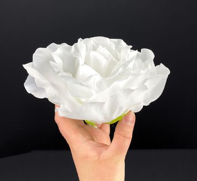 Valkoinen jättiruusu tekokukkapää 20cm