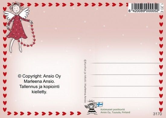Ystävänpäiväkortti enkeleitä -Marleena Ansio
