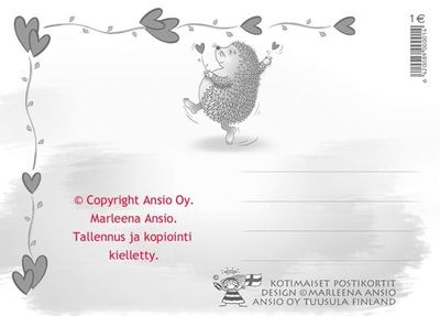 Ystävänpäiväkortti - siili -Marleena Ansio
