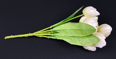 Tulppaani tekokimppu, kerma/vihertävä