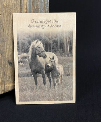 Puulle painettu kortti; alku