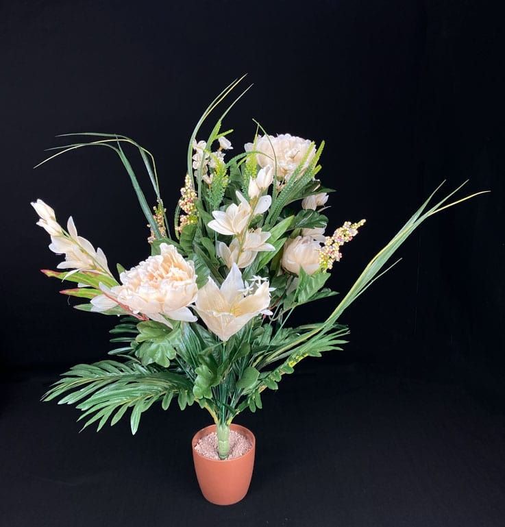 Silkkikukkakimppu, vaalea beige