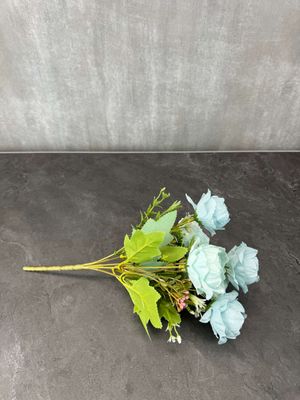 Pioni tekokukkakimppu, vaaleansininen